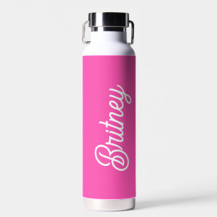 Modern Hot Pink  Personalized Monogram and Name  Water Bottle