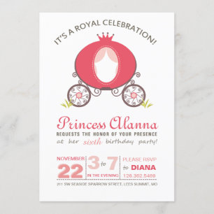 Modern Hot Pink Princess Carriage Invitation