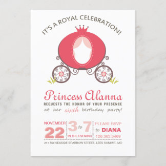Modern Hot Pink Princess Carriage Invitation