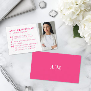Modern Hot Pink Professional Photo Business Card