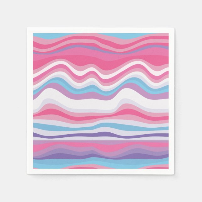 Modern Hot Pink Purple Blue Wavy Pattern Napkin (Front)