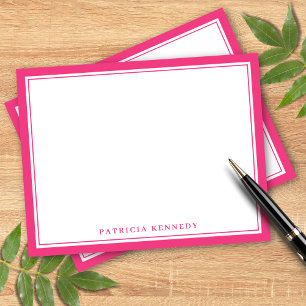 Modern Hot Pink Two Border Name Personalized Card