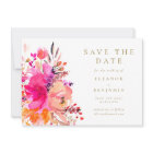 Modern Hot Pink Watercolor Floral Elegant Wedding