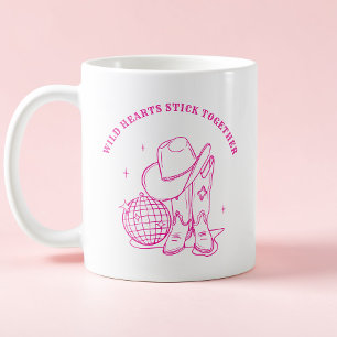 Modern Hot Pink Western Disco Best Friends Quote Coffee Mug