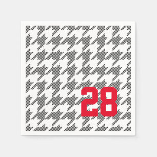 Modern Houndstooth Sports Team Player NUMBER AGE Napkin