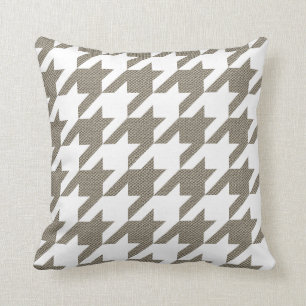 Modern Houndstooth, White with Texture Throw Pillow