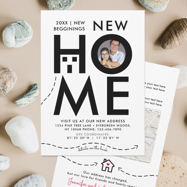 Modern House Black And White New Address Map Invitation (Creator Uploaded)