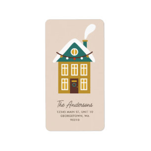 Modern House Christmas Decor Custom Vertical Label