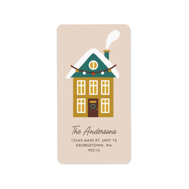 Modern House Christmas Decor Custom Vertical Label (Front)