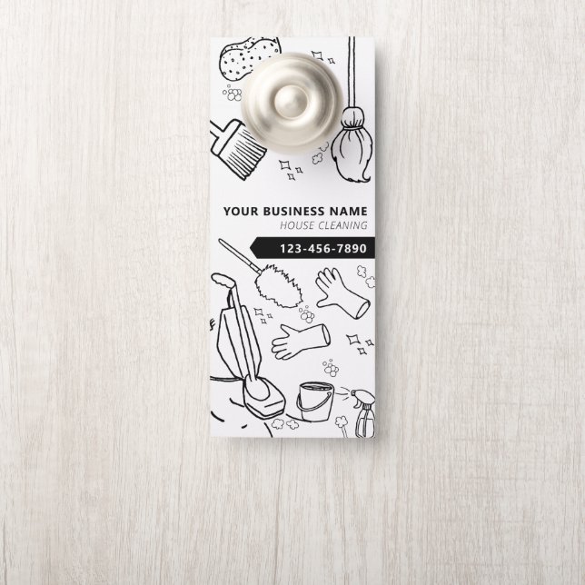 Modern House Cleaning Housekeeping Janitorial Door Hanger (On Knob)