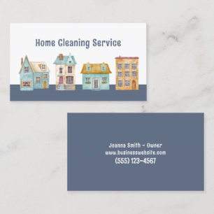 Modern House Cleaning Housekeeping Service Business Card