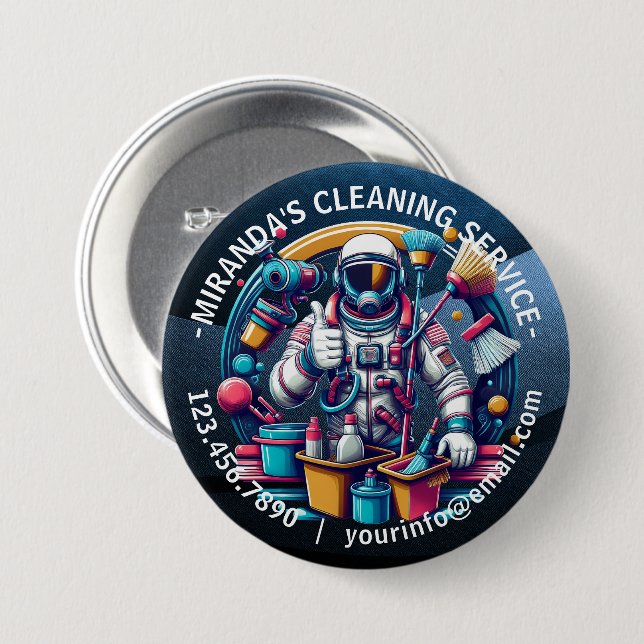 Modern House Cleaning Maid Service Housekeeping 3 Inch Round Button (Front & Back)