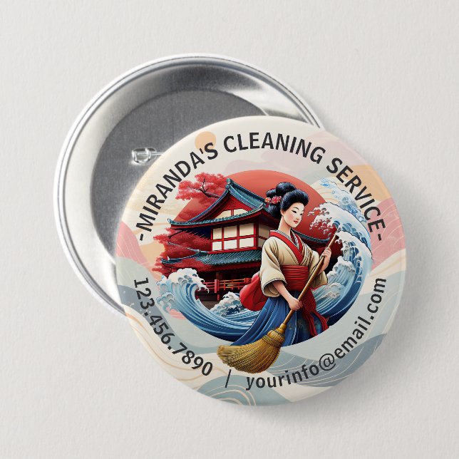 Modern House Cleaning Maid Service Housekeeping 3 Inch Round Button (Front & Back)