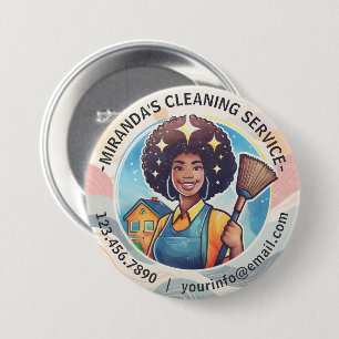 Modern House Cleaning Maid Service Housekeeping 3 Inch Round Button