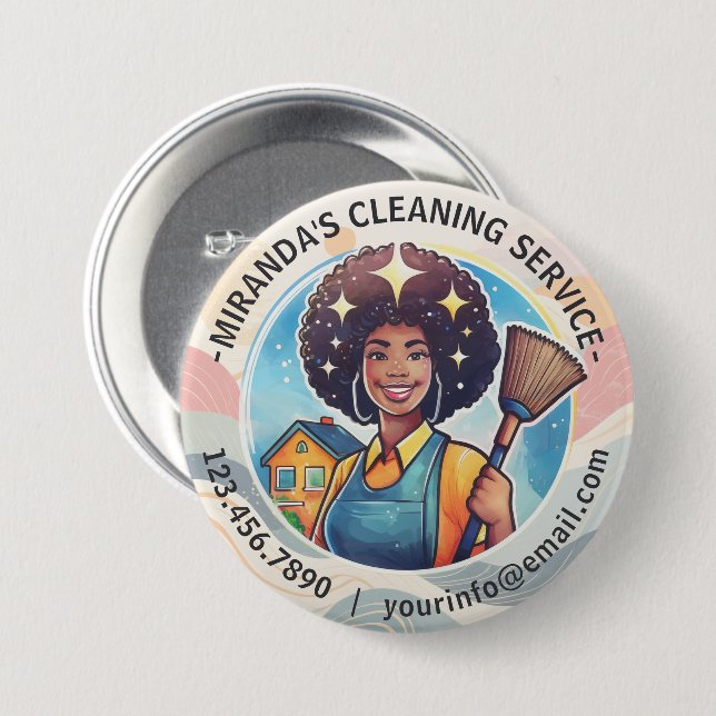 Modern House Cleaning Maid Service Housekeeping 3 Inch Round Button (Front & Back)