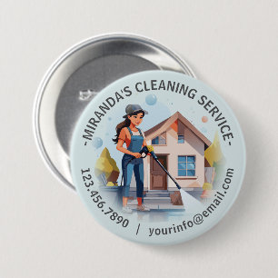 Modern House Cleaning Maid Service Housekeeping 3 Inch Round Button