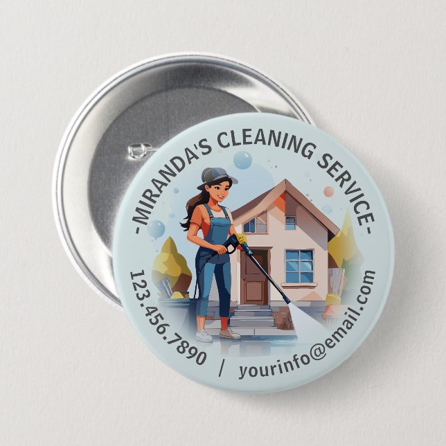 Modern House Cleaning Maid Service Housekeeping 3 Inch Round Button (Front & Back)