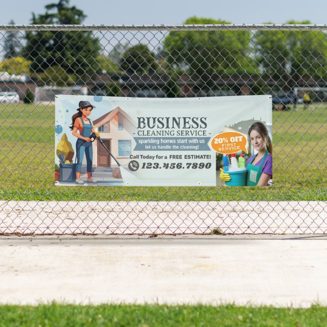 Modern House Cleaning Maid Service Housekeeping Banner (Insitu)
