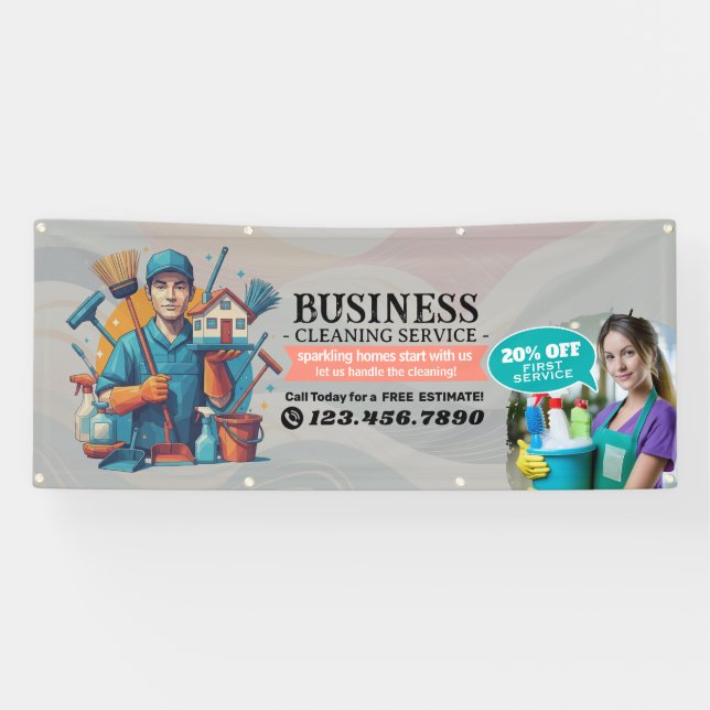 Modern House Cleaning Maid Service Housekeeping Banner (Horizontal)