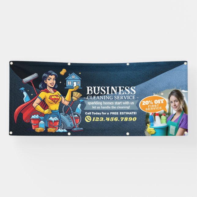 Modern House Cleaning Maid Service Housekeeping Banner (Horizontal)