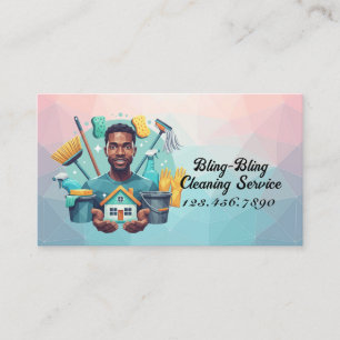 Modern House Cleaning Maid Service Housekeeping Business Card
