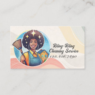 Modern House Cleaning Maid Service Housekeeping Business Card