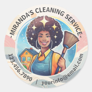 Modern House Cleaning Maid Service Housekeeping Classic Round Sticker