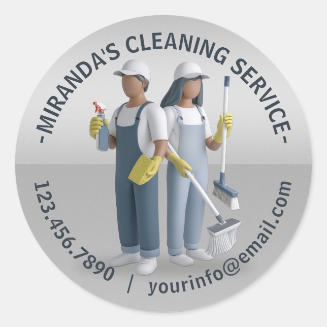 Modern House Cleaning Maid Service Housekeeping Classic Round Sticker (Front)