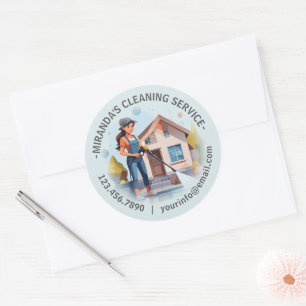 Modern House Cleaning Maid Service Housekeeping Classic Round Sticker