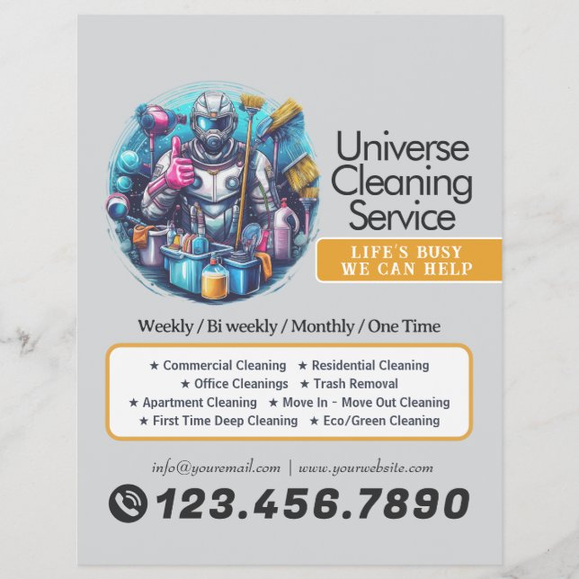 Modern House Cleaning Maid Service Housekeeping Flyer (Front)