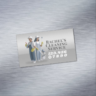 Modern House Cleaning Maid Service Housekeeping Magnetic Business Card