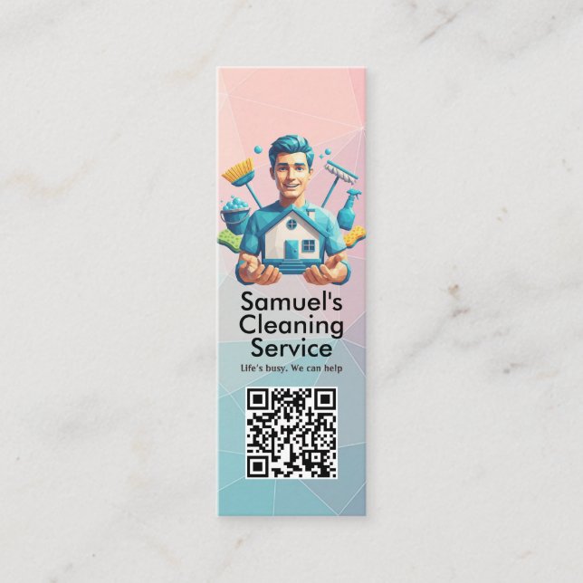 Modern House Cleaning Maid Service Housekeeping Mini Business Card (Front)