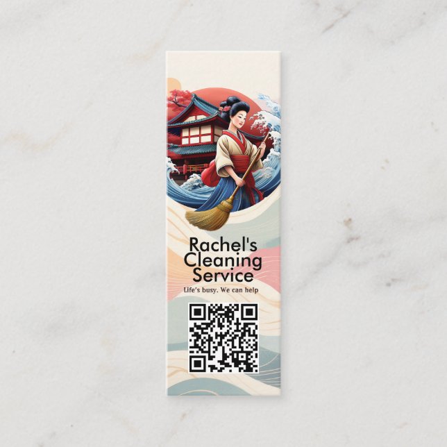 Modern House Cleaning Maid Service Housekeeping Mini Business Card (Front)