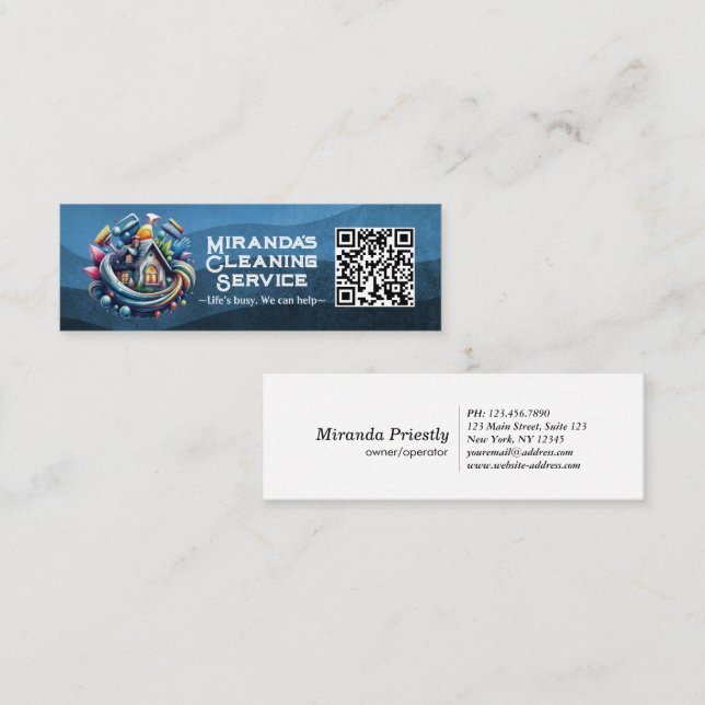 Modern House Cleaning Maid Service Housekeeping Mini Business Card (Front/Back)