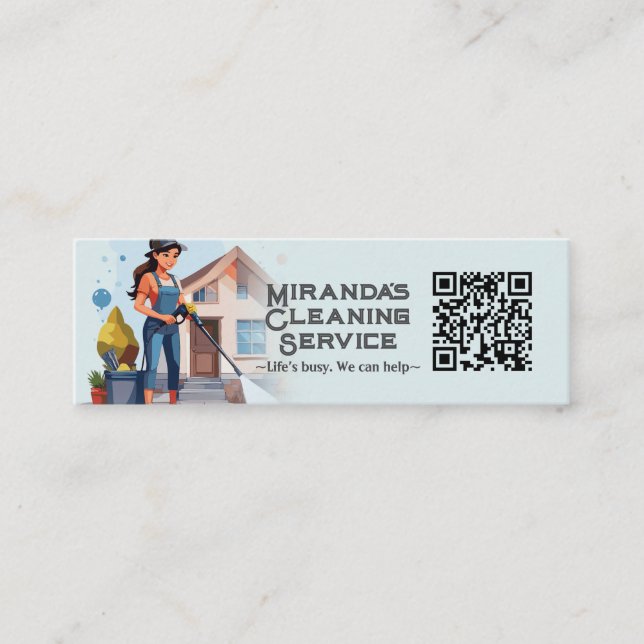 Modern House Cleaning Maid Service Housekeeping Mini Business Card (Front)