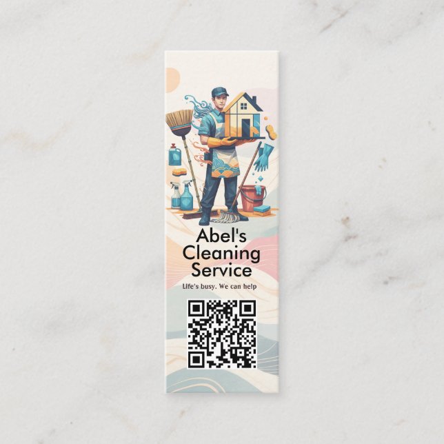 Modern House Cleaning Maid Service Housekeeping Mini Business Card (Front)