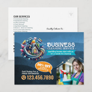 Modern House Cleaning Maid Service Housekeeping Postcard