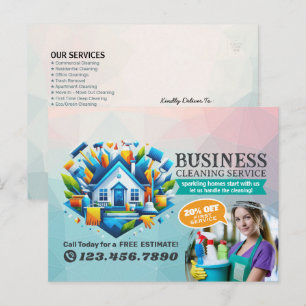 Modern House Cleaning Maid Service Housekeeping Postcard