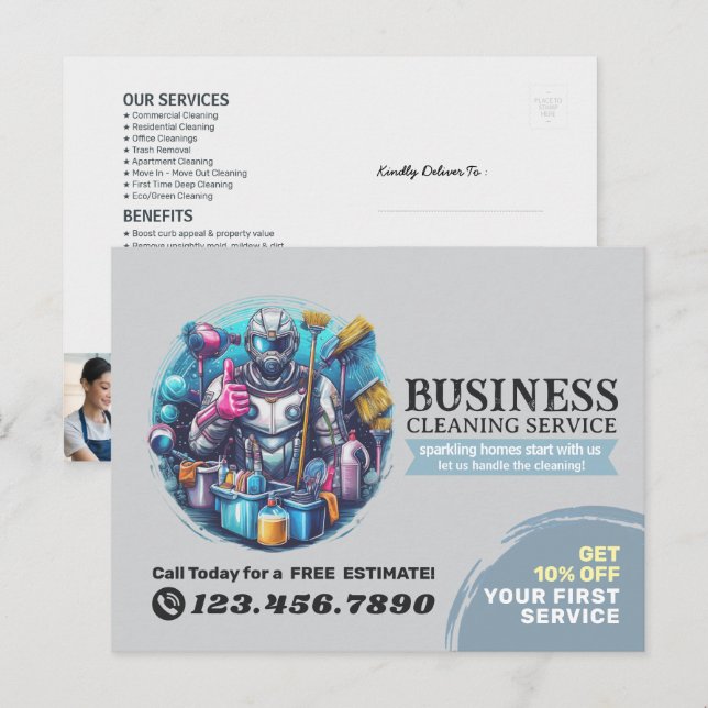 Modern House Cleaning Maid Service Housekeeping Postcard (Front/Back)