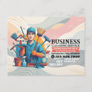 Modern House Cleaning Maid Service Housekeeping Postcard
