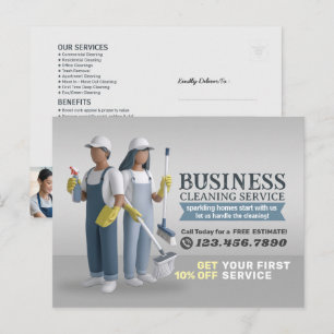 Modern House Cleaning Maid Service Housekeeping Postcard
