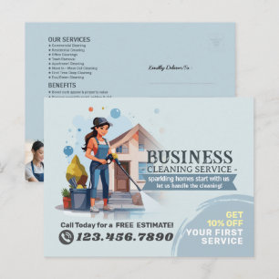 Modern House Cleaning Maid Service Housekeeping Postcard