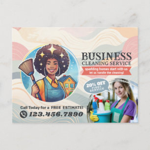 Modern House Cleaning Maid Service Housekeeping Postcard