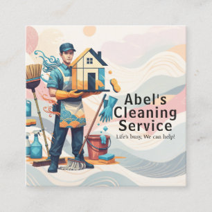 Modern House Cleaning Maid Service Housekeeping Square Business Card