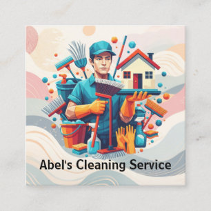 Modern House Cleaning Maid Service Housekeeping Square Business Card