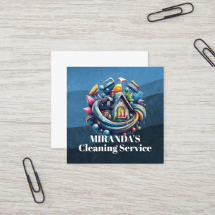 Modern House Cleaning Maid Service Housekeeping Square Business Card