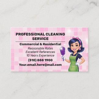 Modern House Cleaning Service TIle Maid Business Card