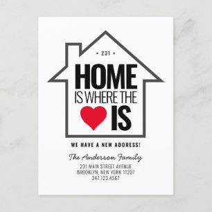 Modern House Home Heart Change New Address Moving Announcement Postcard