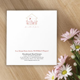 Modern House Key Line Art   Realtor Personalized  Notepad