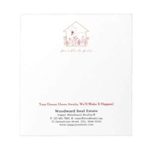 Modern House Key Line Art   Realtor Personalized  Notepad